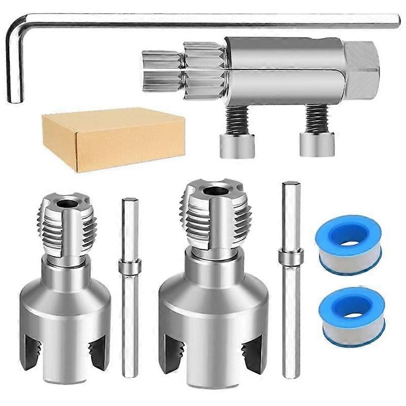 Pipe Thread Cutting Tool,Pipe Threading Tool for Internal & External PVC Plastic Pipe 1/2" 3/4" Pipe Threader