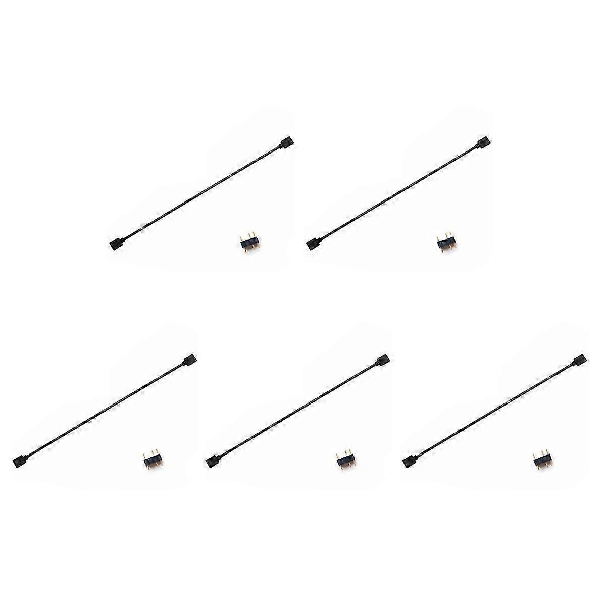 5V 3-Pin ARGB Extension Cable Hub Splitter, Black, 30cm, 5-Pack, Flexible Bendable Joints for PC RGB Lighting