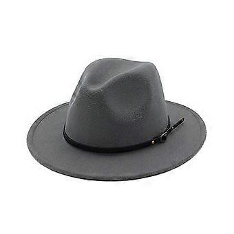 Vintage Solid Color Feltro a tesa larga Bowler Fedora Hat Winter Floppy Women Cap Qinhai