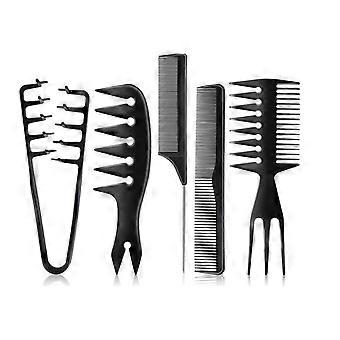 5Pcs Black Barber Hair Comb Set Wide Tooth Styling Combs for Men Salon Use Kit