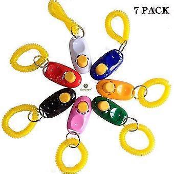 Conjunto de 7 Clickers de Treinamento para Cães e Outros Animais de Estimação com Pulseiras para Adestramento de Cães e Outros Animais