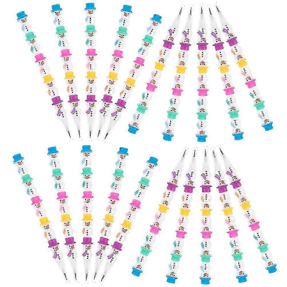 20Pcs Stackable Pencils Snowman Shaped Stacking Pencils Student Kids Accessory