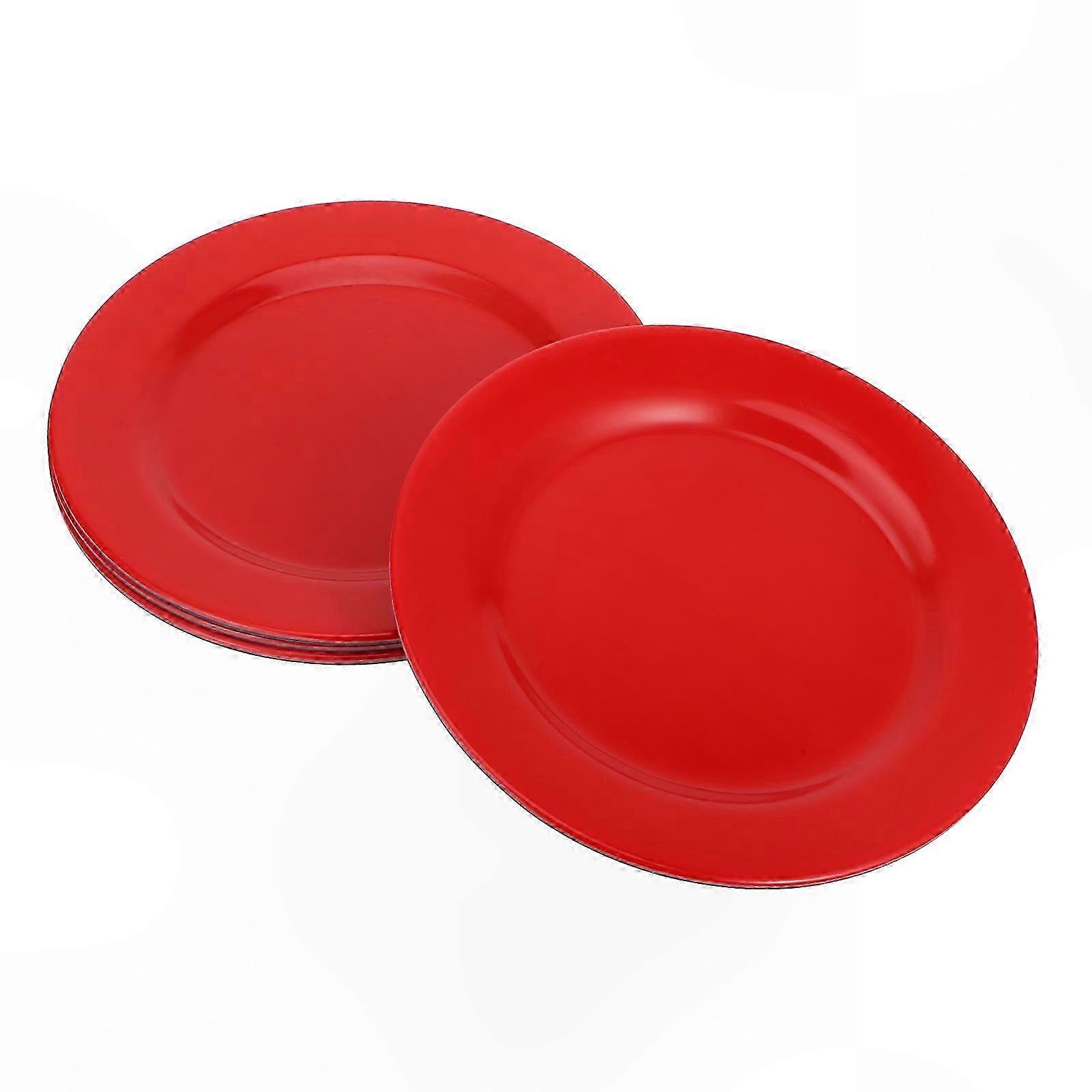 Storage 4-Piece Red Dinnerware Plates, Lightweight Round Plates