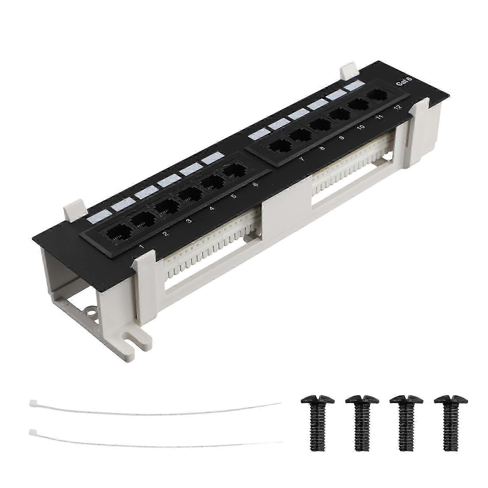 Network Tool Kit 12 Port CAT6 Patch Panel RJ45 Networking Wall Mount Rack with Surface Wall Mount B