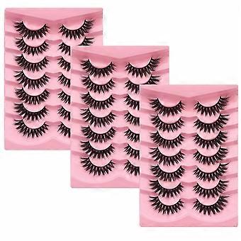 3 Boxes 21 Pairs Large Volume Cat Eye False Eyelashes, 3D Faux Mink Material Comfortable, Exaggerated Dramatic Reusable Eyelashes
