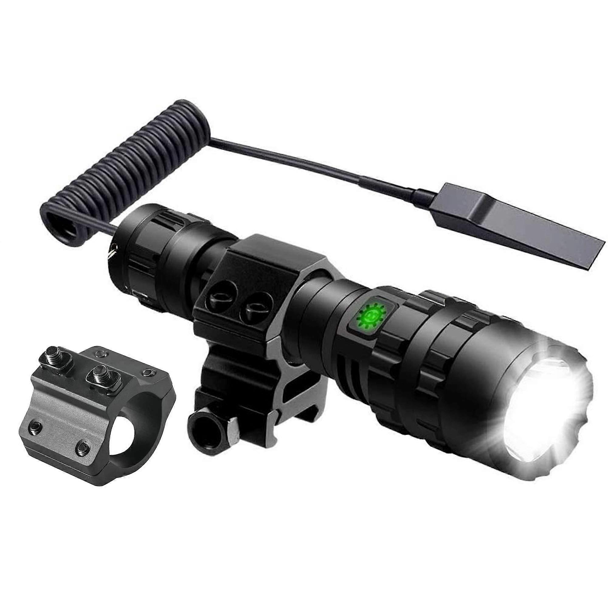 Rechargeable Tactical Flashlight with Mount, Five Lighting Modes, Tail Remote Switch, Battery Included