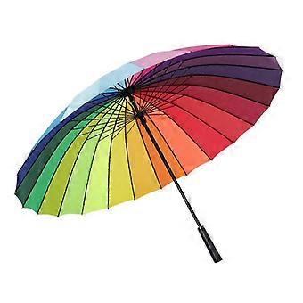 prodef Long Handled Umbrella 24 Rib Large Windproof Reincompatible withced Straight Umbrella compatible with Outdoor Gift Rainbow intelligence