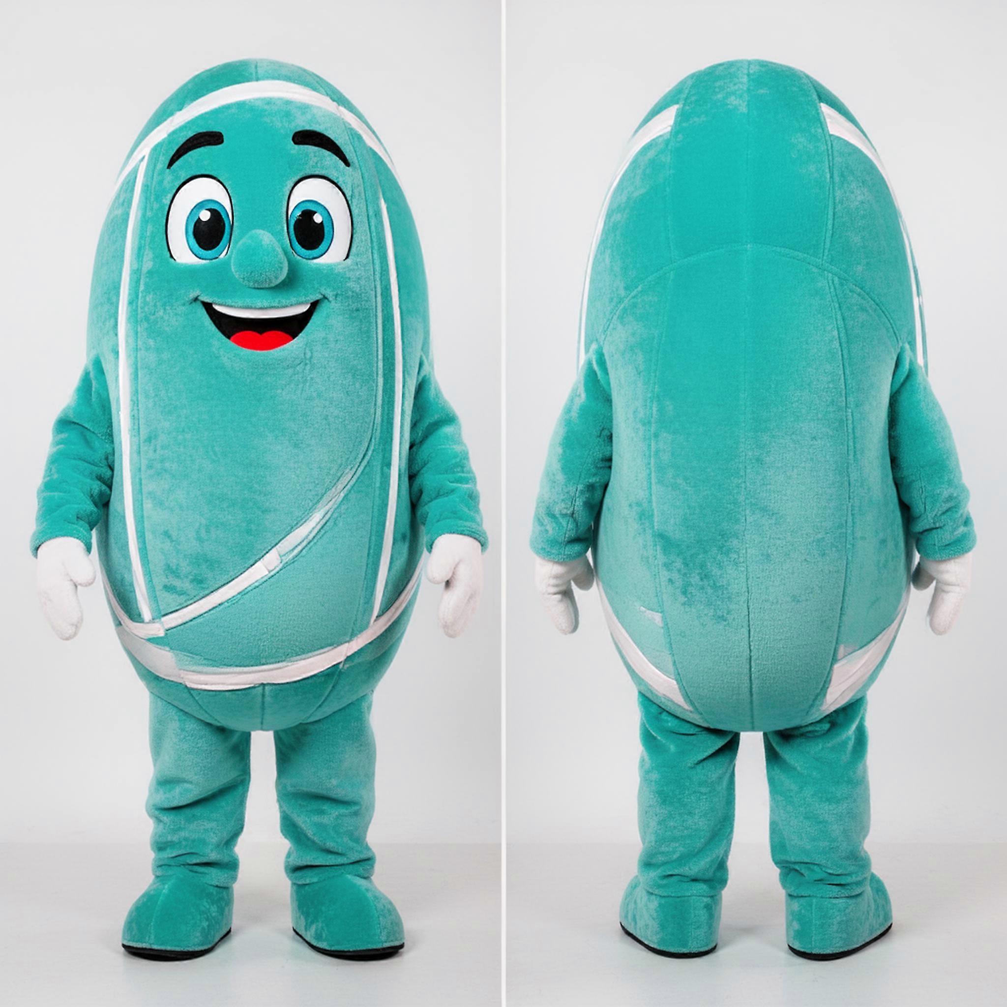 MASTICOT Turquoise Rounded Rugby Ball Mascot