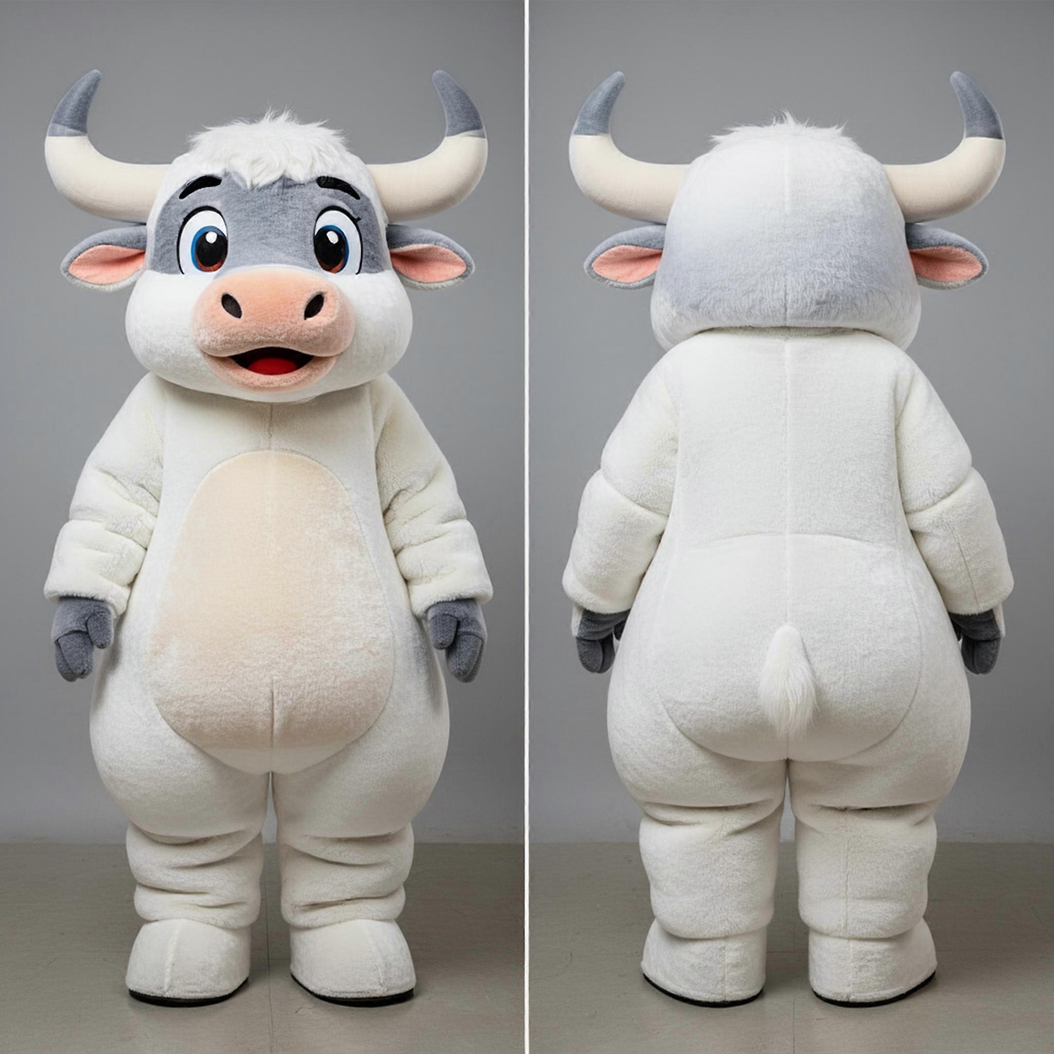 MASTICOT Fluffy White Yak Mascot