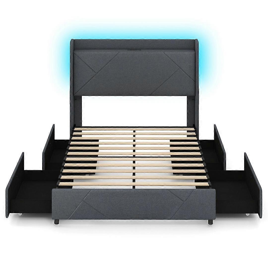 Double Size Bed Frame Upholstered Platform Bed
