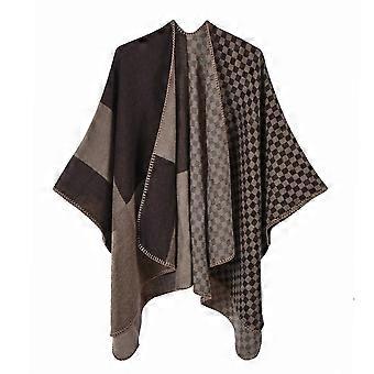Women's Pashmina Shawl Wrap Winter Warm Squared Poncho Open Front Cape