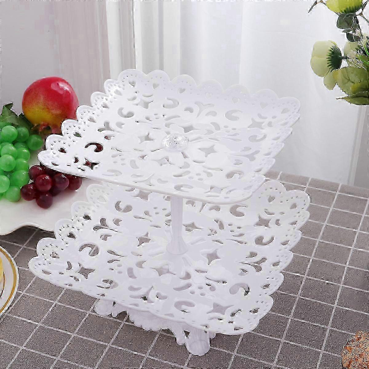 Cupcake Stand Double Layer Cake Display Rack compatible with Party Use White