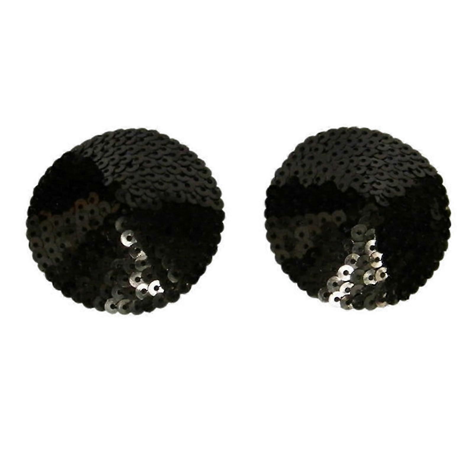 Cache-tétons à paillettes pour femmes, avec pompons, bijoux de corps, soutiens-gorge adhésifs, coussinets adhésifs réutilisables pour la poitrine, blancs_HP