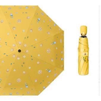 Travel Umbrella Windproof 8 Ribs Auto Open Close UPF 50+ UV Protection Compact Folding Yellow