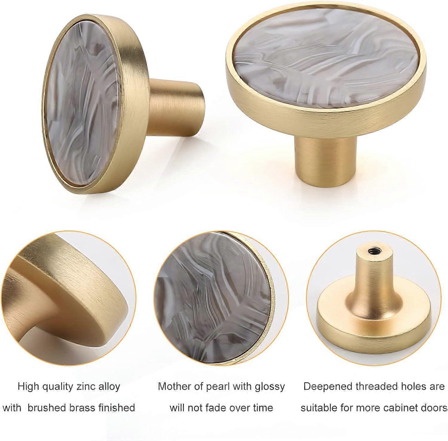Set of 8 Brass Fur Knobs Cupboard Knobs for Kitchen, Bathroom, Bedroom, Office(Rock Ash)