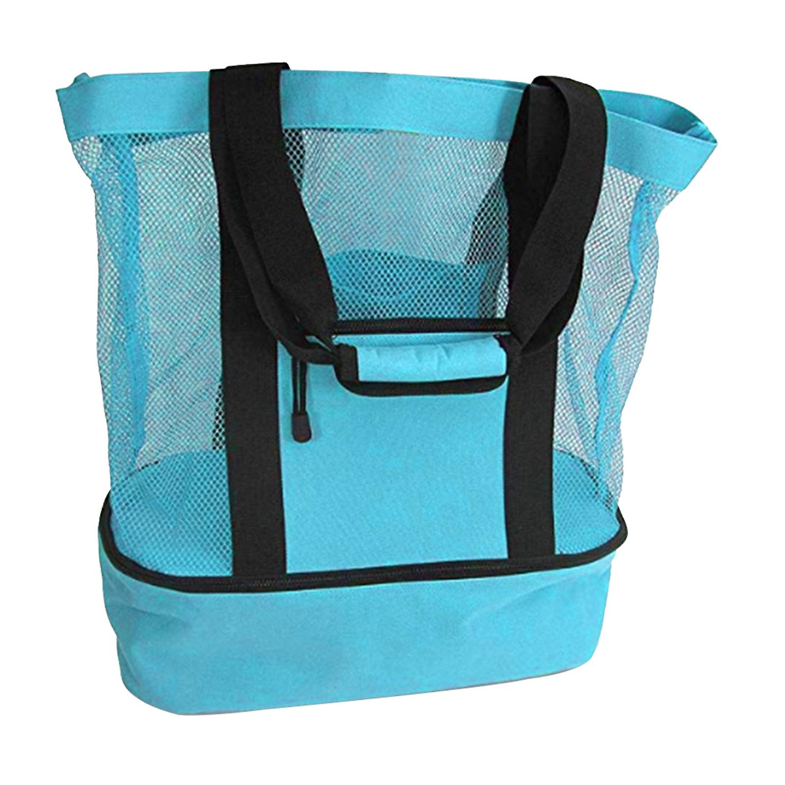 Mesh Beach Tote Bag With Side Pocket & Insulation Compartment