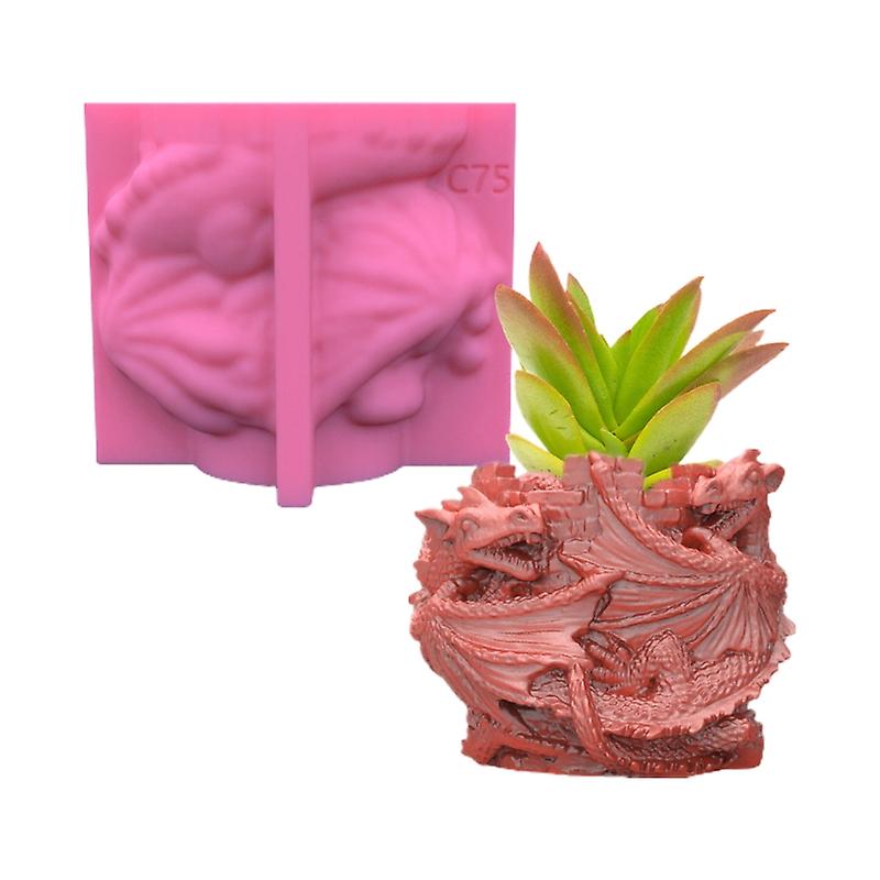 Diy Silicone Dragon Flower Pot Storage Box Mold For Succulent Plants Decoration