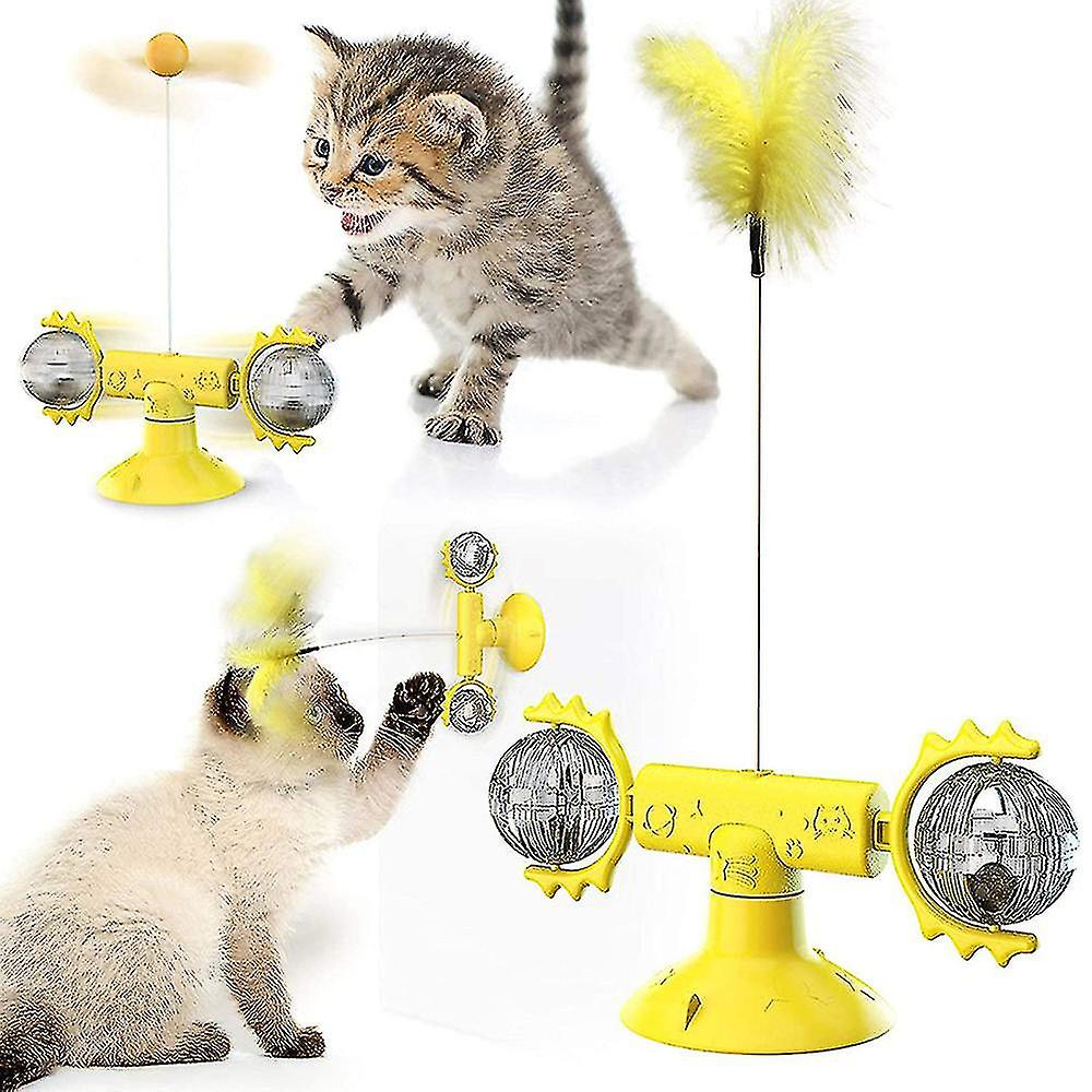 Interactive Cat Toy Feather Ball/ Interchangeable Cat Toy Cat Feather Toy Tease Cat Toy Windmill Cat Toy With Feather/ball @bugu