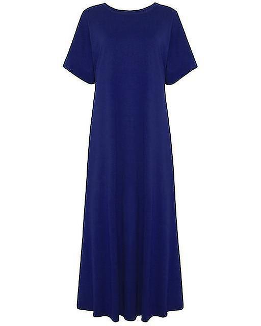 Solid Rund Halvärm Maxi Klänning