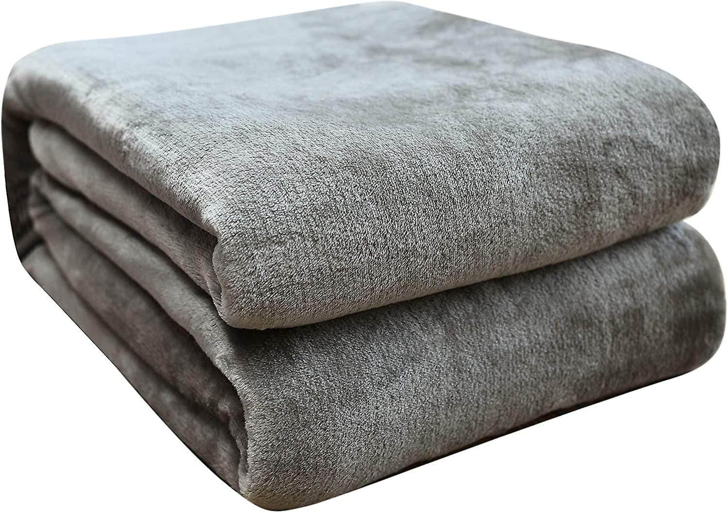 Fleece Blanket 130 X 150cm Fleece Sofa Blanket Thick Soft Warm Single Bed Blanket High Quality Light Gray