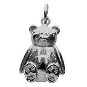 Silver 14x11mm solid Teddy Bear Pendant or Charm