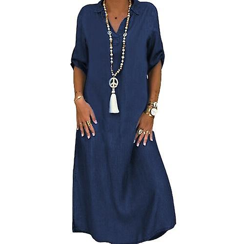 Dameklær Plus Size Denim Kjoler Solid Color Plus Size kjoler