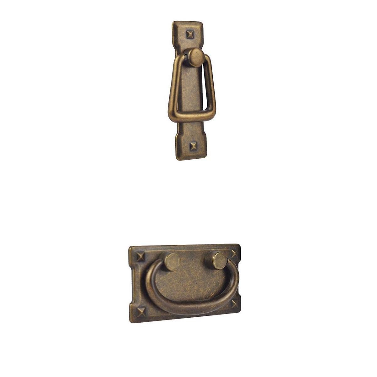 2 Pcs Retro Cabinet Knobs Drawer Door Bin Wardrobe Drop Ring Pulls Handle