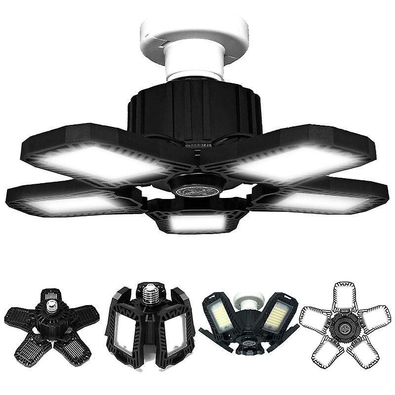 60/80/100W Deformable Ultra-bright Led Garage Ceiling Light With 5 Adjustable Panels For Warehouse, Basement, Barn, Home, Office