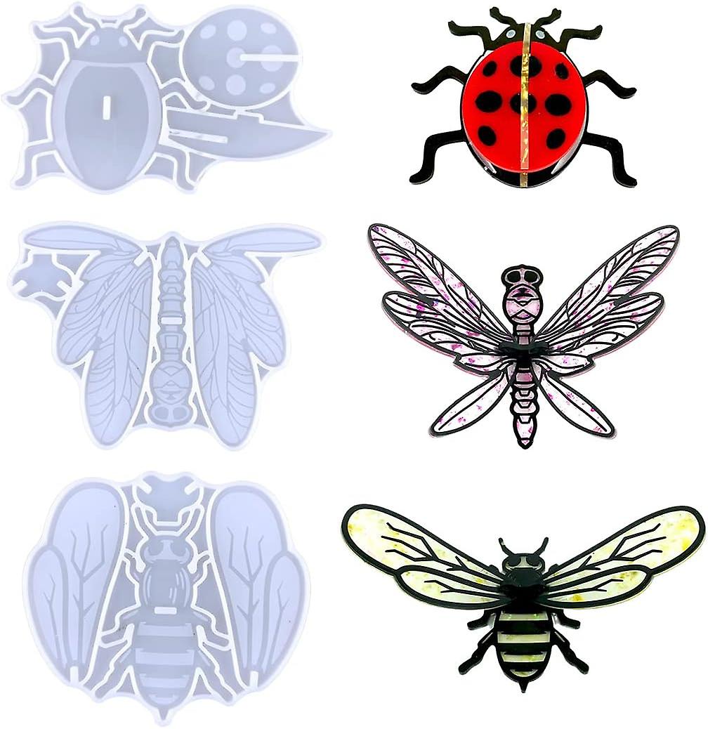 2pcs Insect Resin Mold 3d Insect Puzzle Silicone Mold Animal Assembly Epoxy Casting Mold Grasshopper Butterfly For Diy 3d Puzzle Crafts(grasshopper+bu