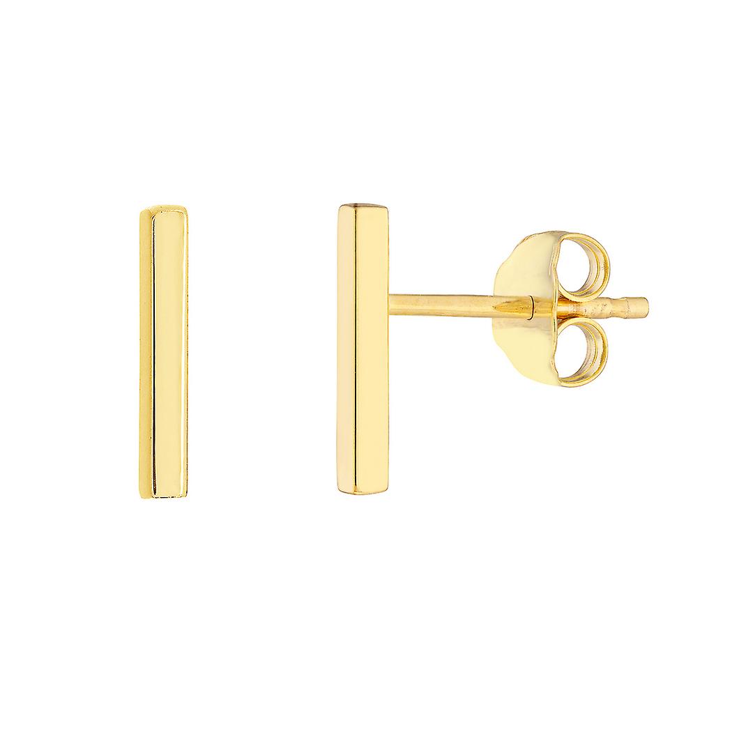 14k Solid Yellow Gold Small Staple Collection Stud Earrings-Stud Earring for Women