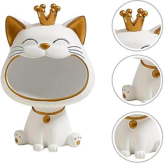 Pezzo di gioielleria Scatola di immagazzinaggio delle figure del gatto, scatola di immagazzinaggio della chiave del gatto che ride, grande scrivania della statua Scultura dell'organizzatore del contenitore dei piccoli oggetti, statistica della scultura del gatto
