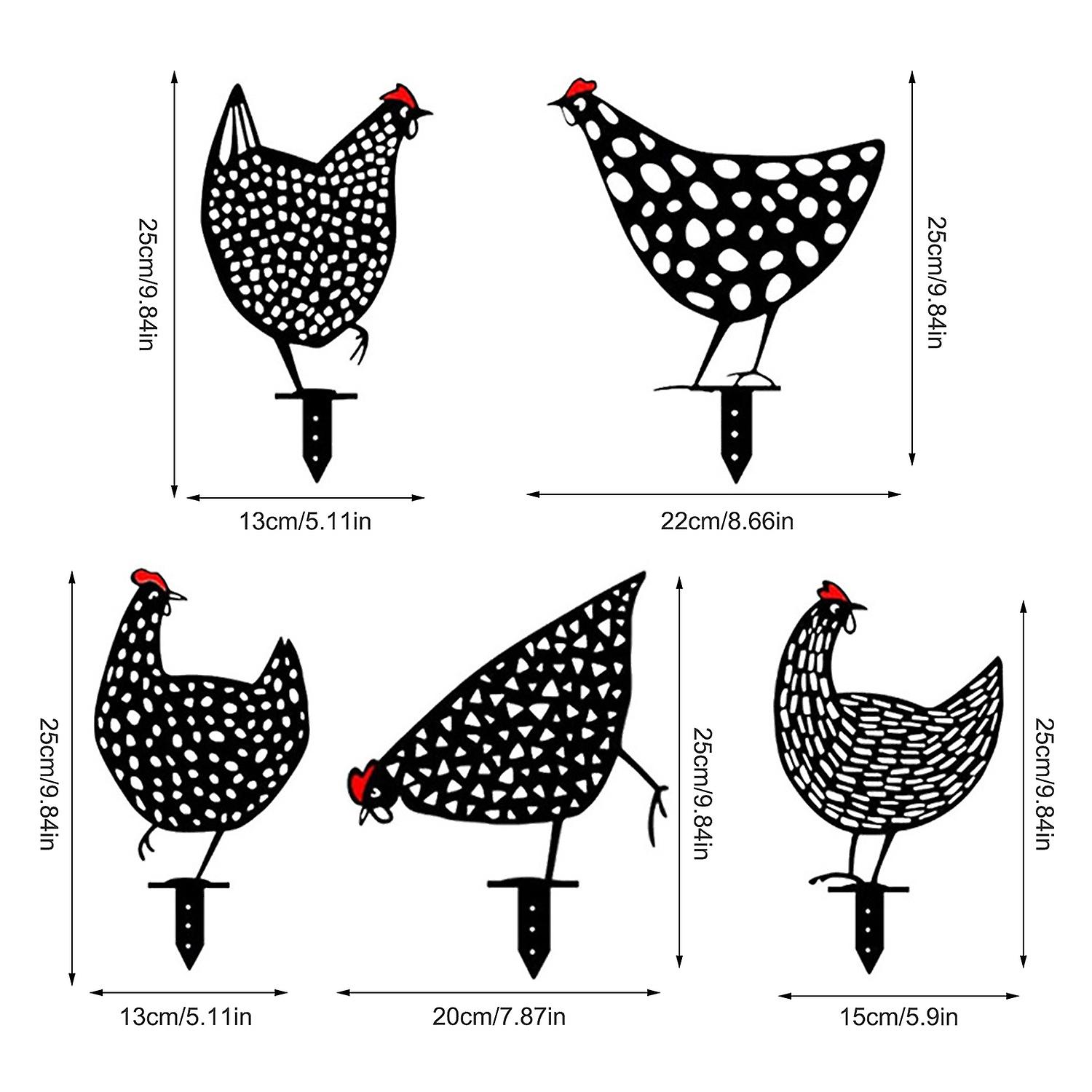 5-Piece Chicken Easter Yard Stakes - Waterproof Acrylic Material