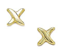 14k gul guld x form stempling øreringe 6x6mm Stud øreringe