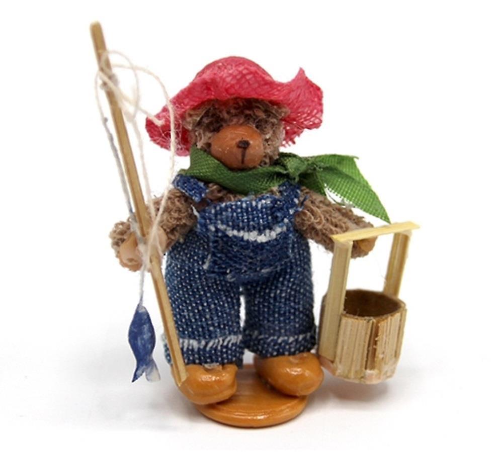 دمى البيت الصيد الدب حديقة بركة زخرفة تمثال مصغرة التبعي 1:12