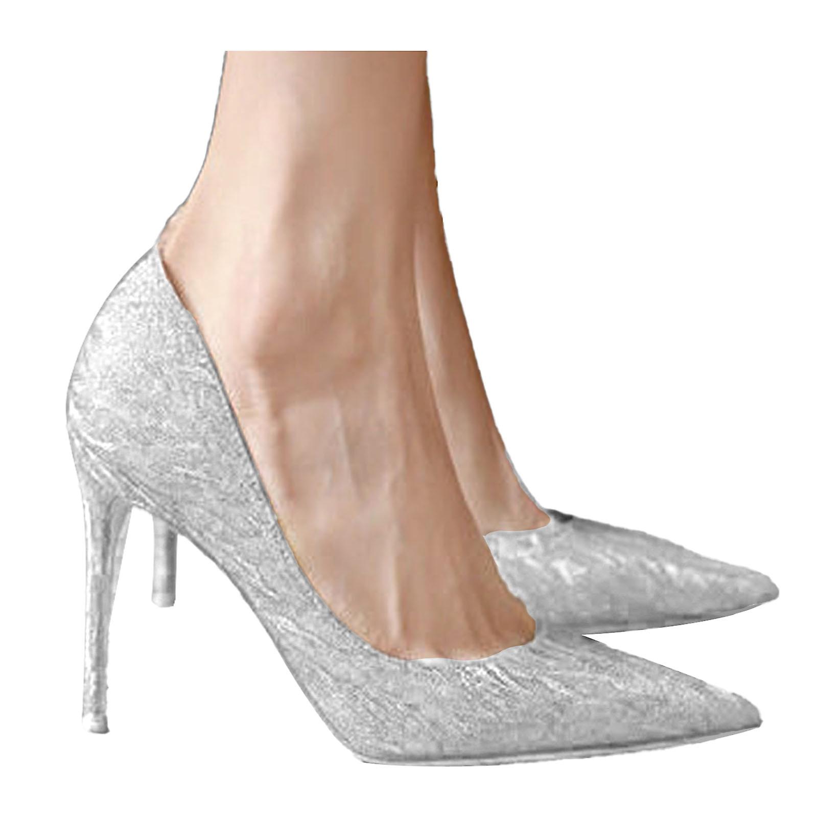 Scarpe Da Donna Tacchi Pompa Sandalo Tacco Sottile Punta A Punta Confortevole per Festa di Nozze Argento Taglia 36