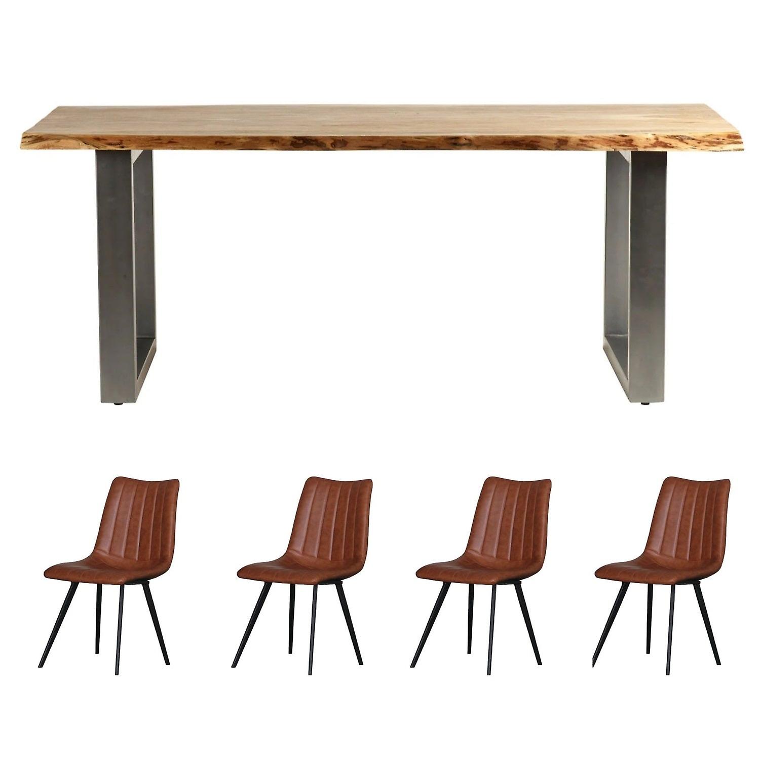 Esser Live Edge Medium Dining Table Set With 4 Chairs
