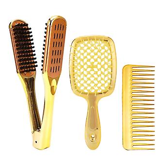Professional Hair Comb Set Hair Dressing Electroplate Styling Brush for Parting