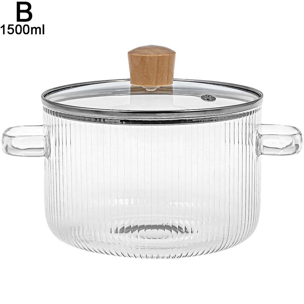 Glass Stew Pot Thickened Double Ear Glass Pot Transparent Pattern Soup Pot