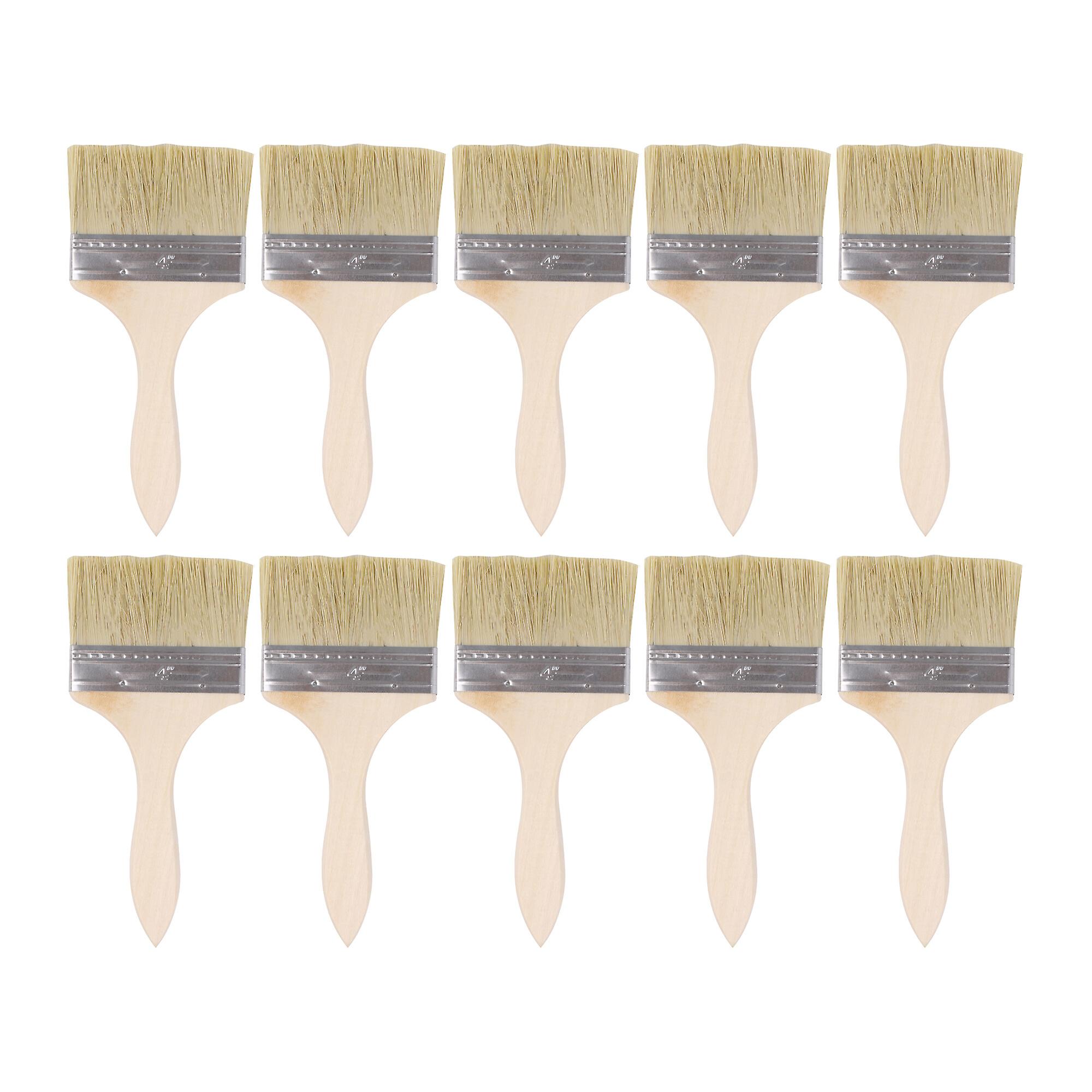 10 x Craft Chip Paint Brushes with Wooden Handle Home Decration 4 Inch