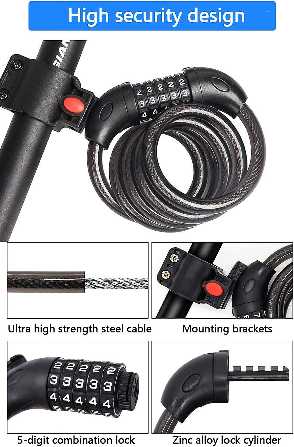 Rehkittz Antivol Velo,Cadenas De Velos Long 120Cm X 12Mm,Câble Antivol Pour Vélo Scooter Motos