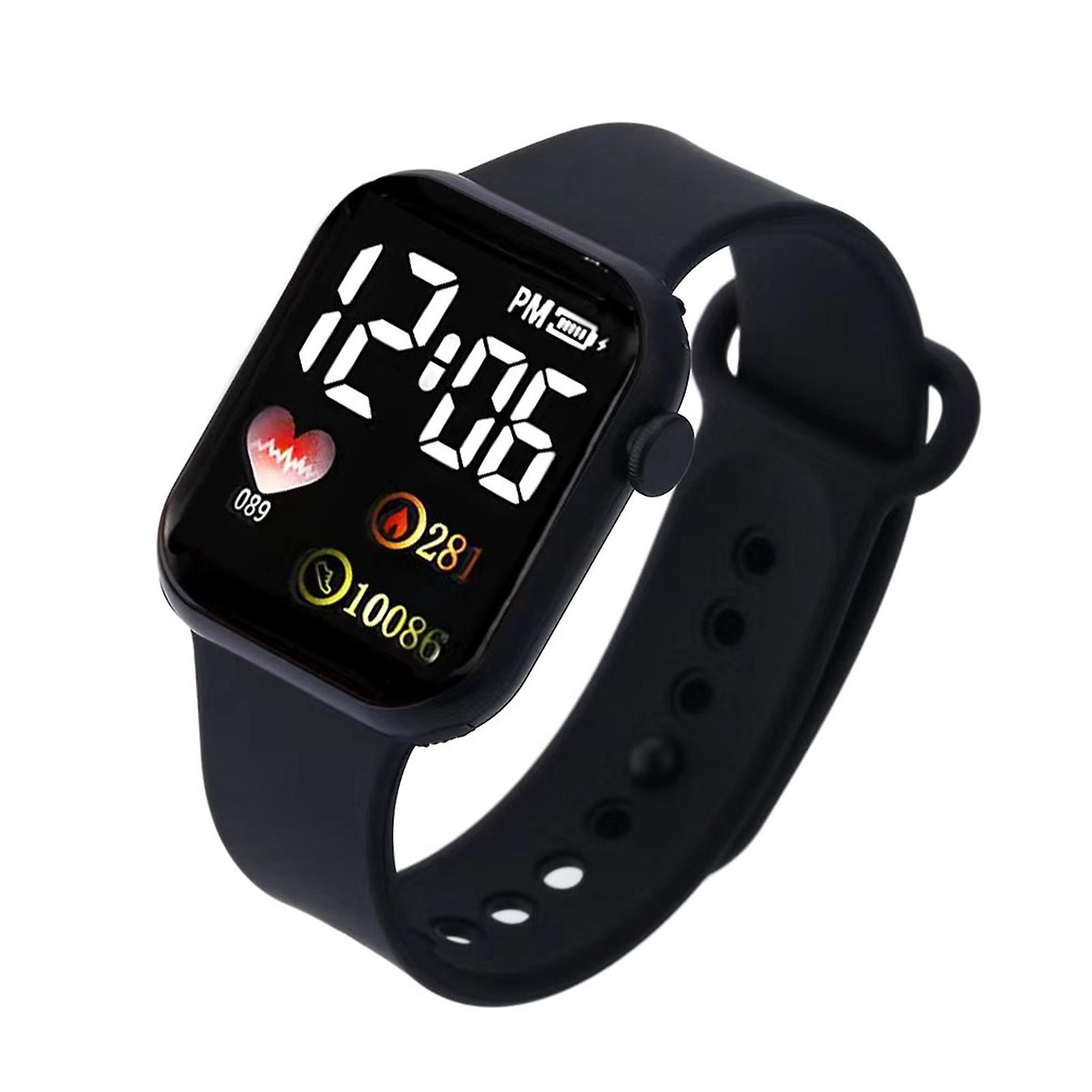 Electronic Watch Luminous Square Dial Non Waterproof Adjustable Comfortable Precise Time Heart Print Kids LED Digital Sport Wrist Watch for Daily Wear