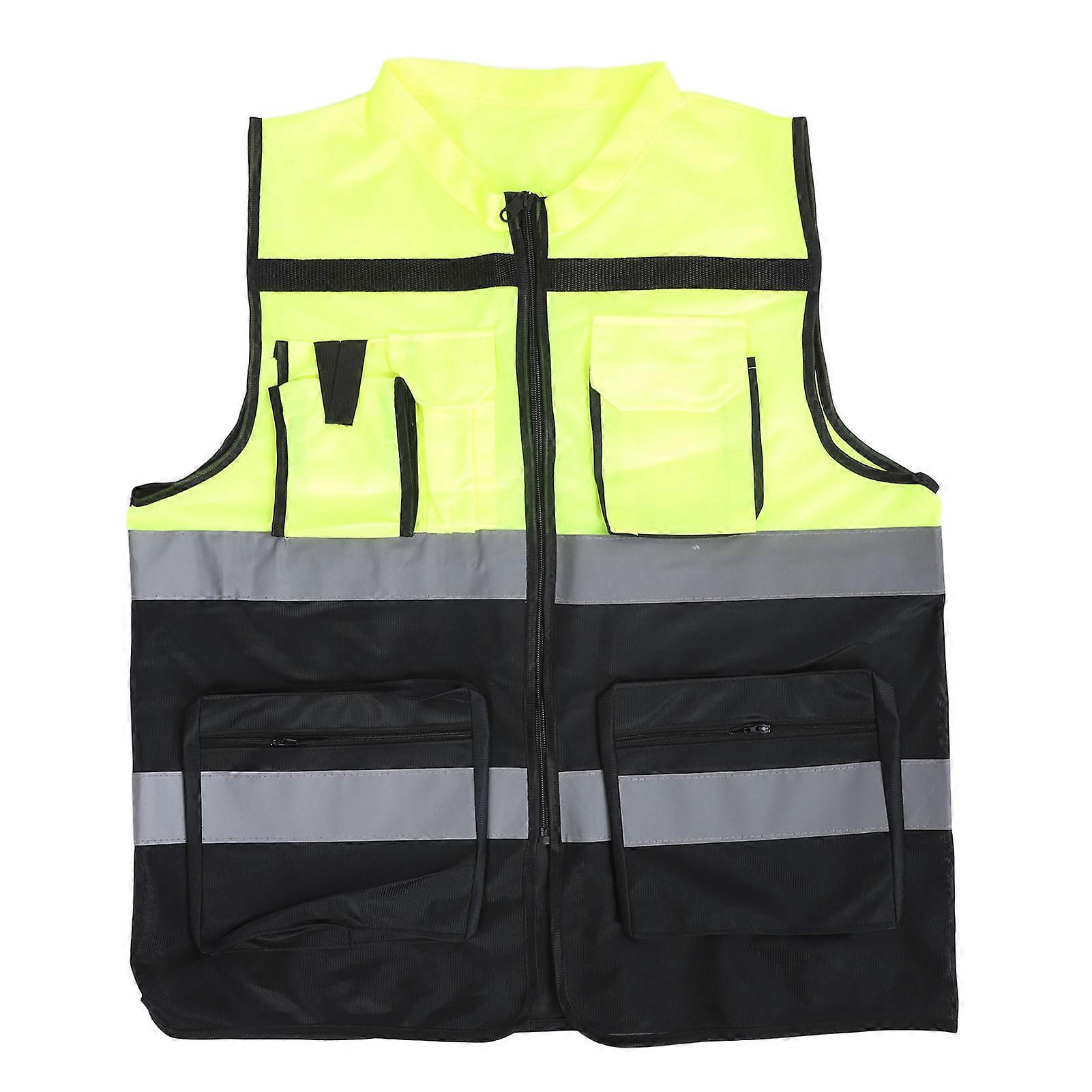 Dual Color Reflective Vest, Class 2 High Visibility Working Vest for Night Working Traffic Guidance Construction(XL)