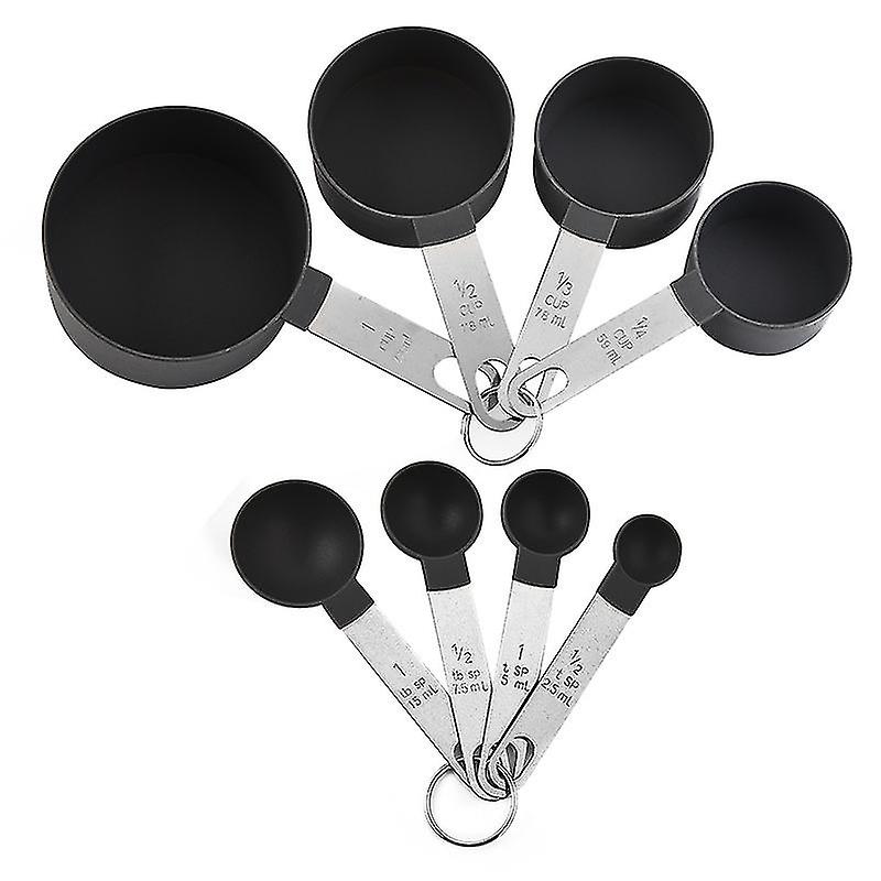 Plastic Measuring Cup with Measuring Spoon - 8 Piece Set - Cup and Spoon