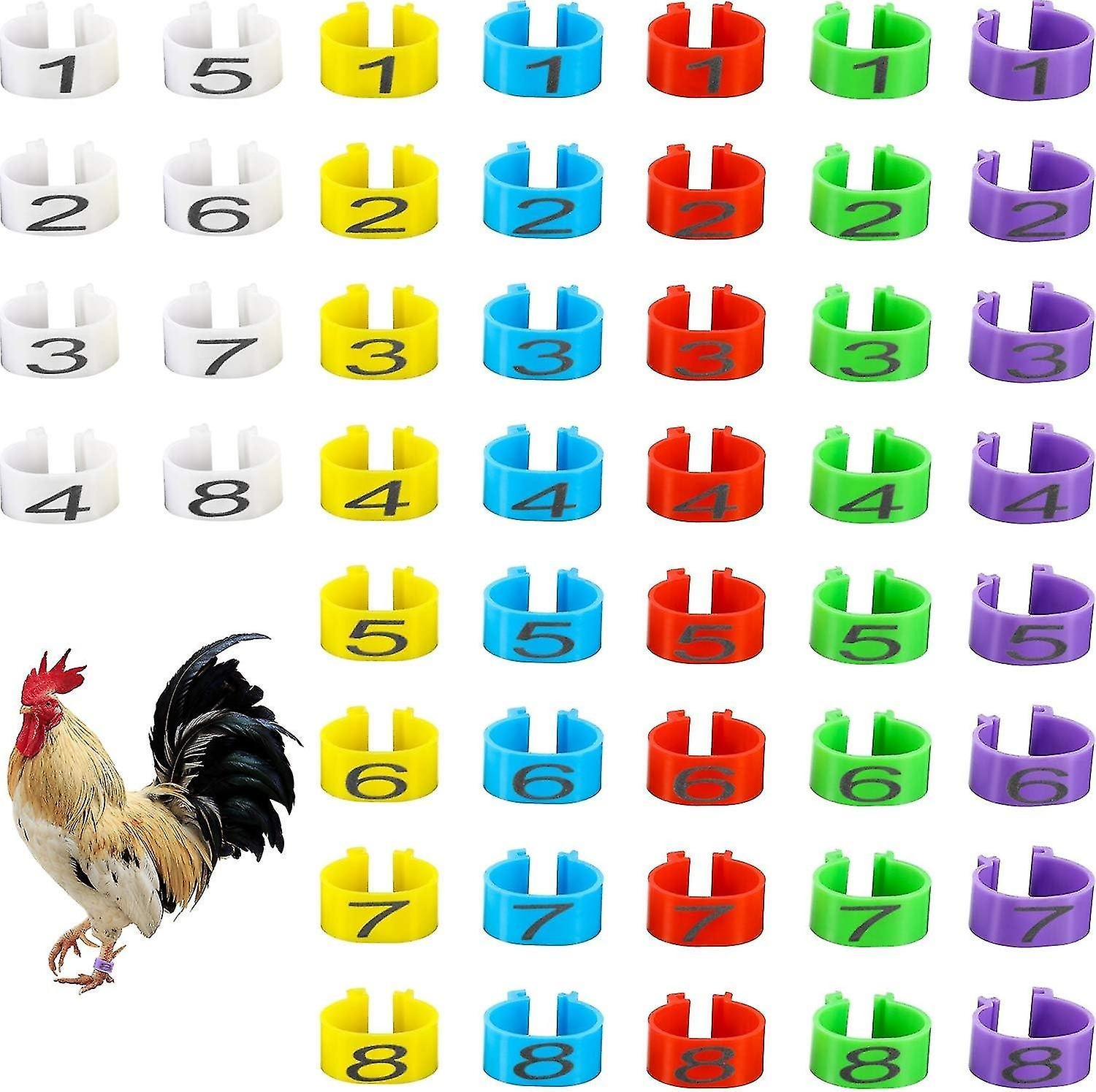48 Pieces Chicken Leg Rings Multiple Color Chicken Identification Thigh Bands Numbered Clip on Leg R