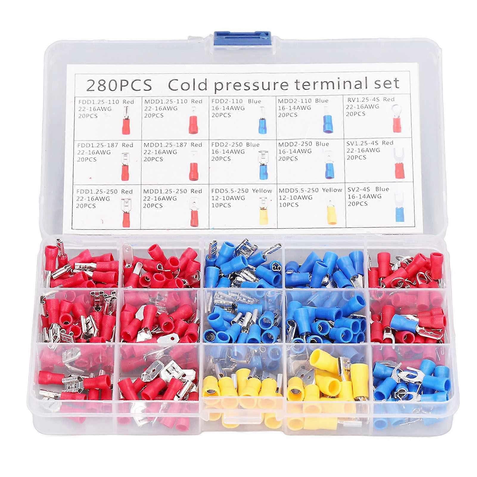 Insulated Electrical Terminal Fork Ring Spade Type Quick Disconnect Wire Connector Assortment