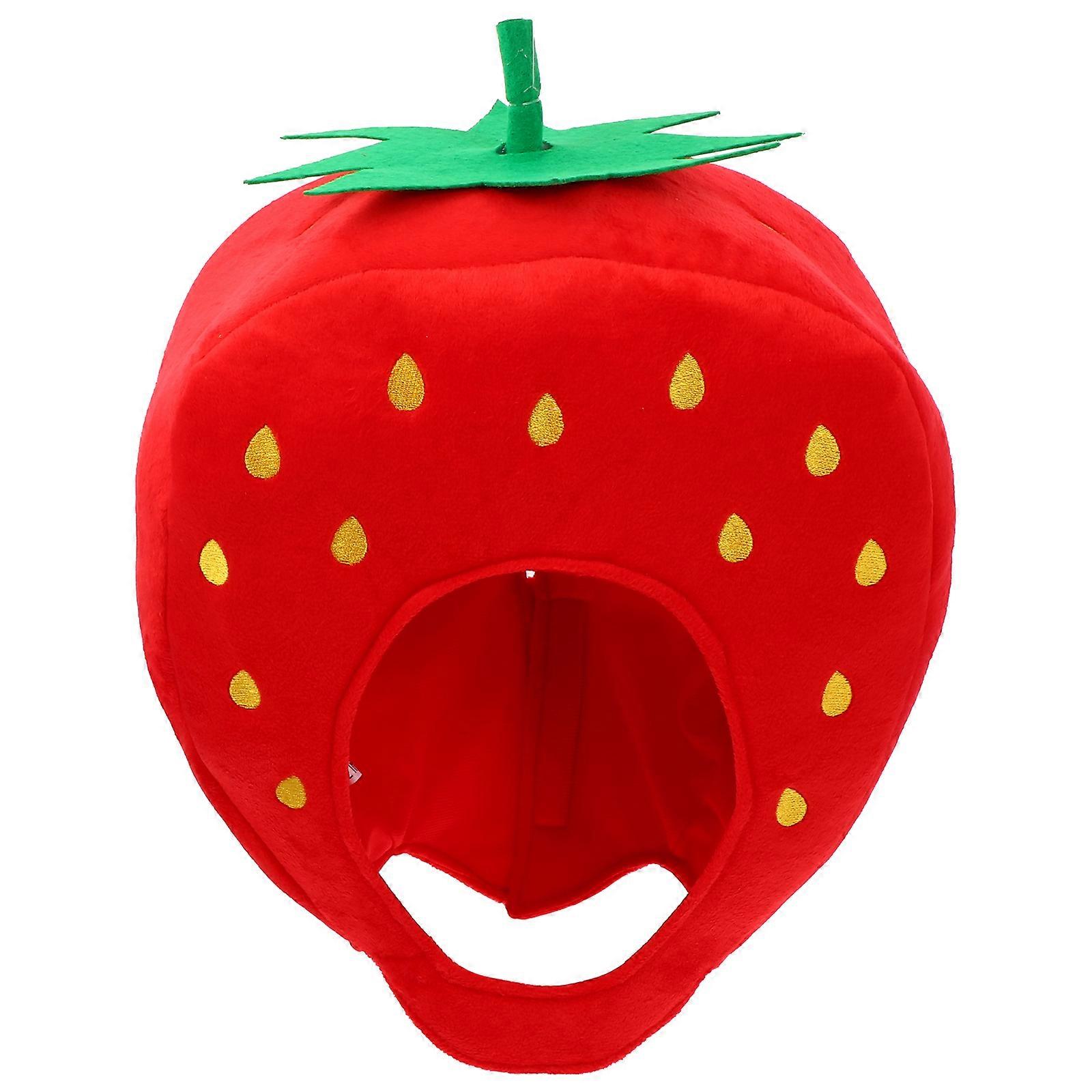 1pc Plush Hat Funny Strawberry Shape Headwear Cosplay Hat Cartoon Photo Prop