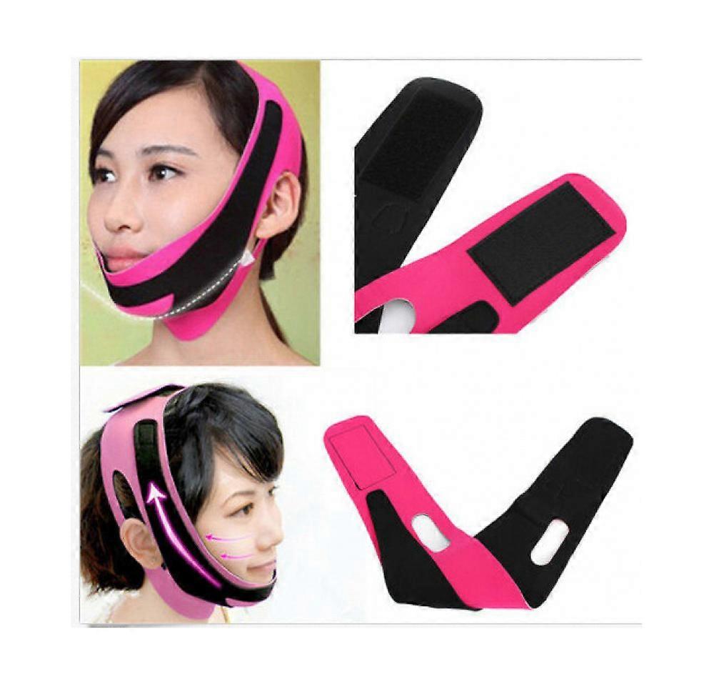 Slimming Face Small V Mask Bandage Lifting Face Decree Stripe Double Chin Tight Pullula Slimming Belt Rose Red