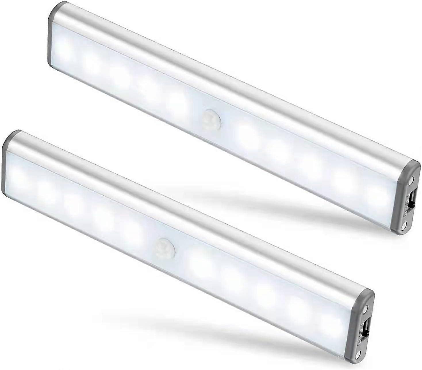 Set of 2 10 LED Lamps, Wireless, Rechargeable by USB, Magnetic, Motion Detector, 2 Lighting Modes, Portable. Closet light, Emergency hand lamp, Child