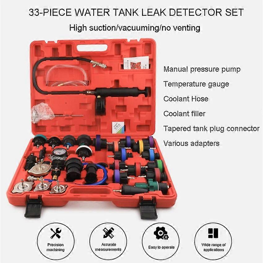 33pcs/35pcs Universal Radiator Pressure Tester Vaccum Type Cooling System Refill Tool Kit Water Tank Leakage dectector Set UNKU56571