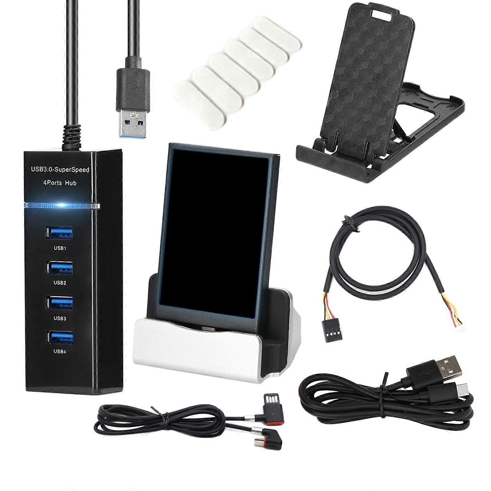 3.5 inch IPS USB Mini sub Screen Set Built in Selectable Themes Sturdy USB C Black